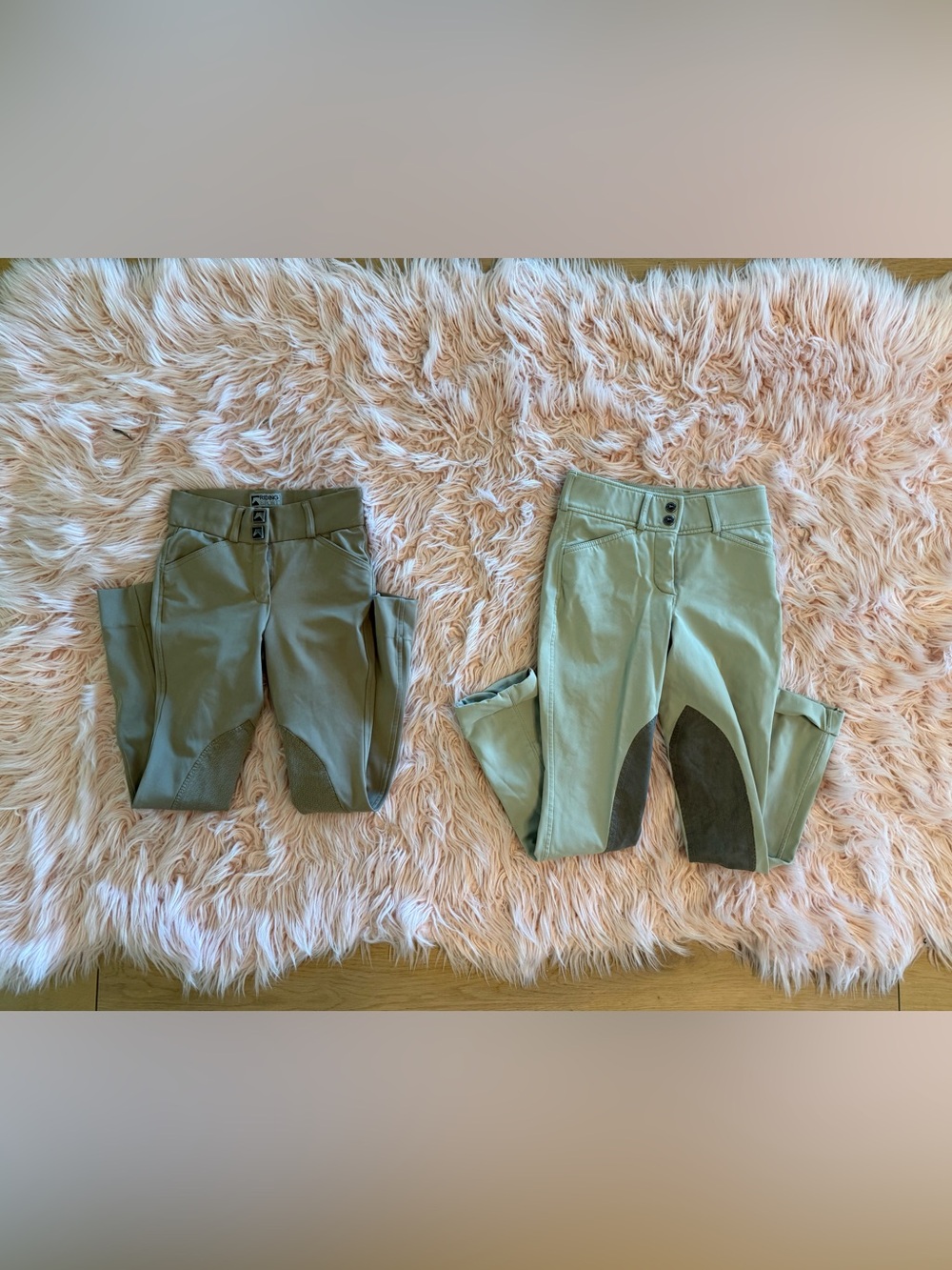 Kids Riding Leggings Duo in Olive and Light Olive